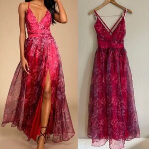 Lulu's Red Floral Maxi Dress